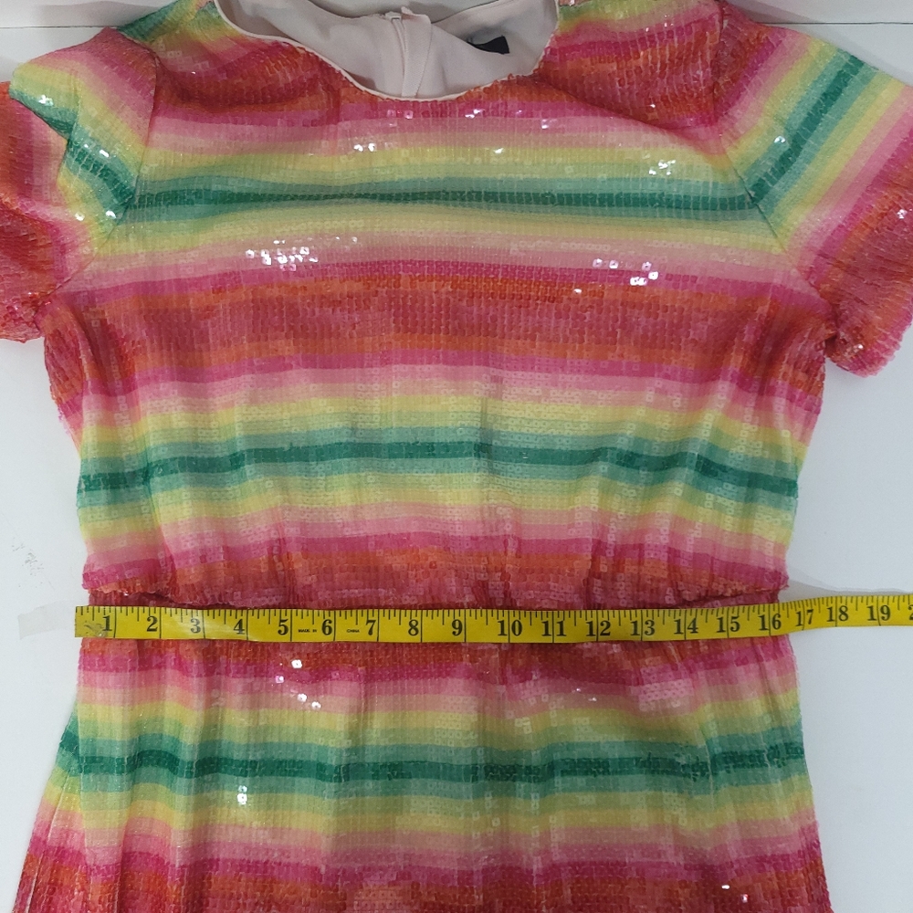 J. Crew Short Sleeve Sequin Dress in Watermelon/multicolor sz 14 - Picture 9 of 13